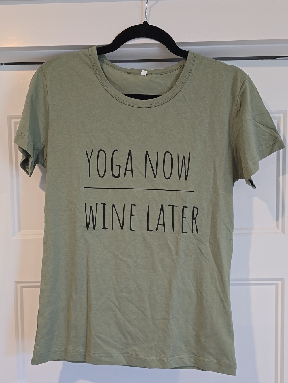 Yoga Now Wine Later Short Sleeve Tee - Sage Green